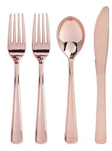 200 Piece Plastic Silverware Set | Rose Gold Cutlery | Disposable Flatware | 100 Forks 50 Spoons 50 Knives (50 Guests) by Bazaarqix