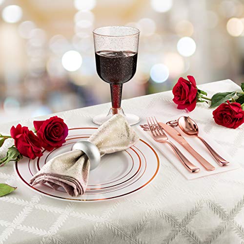 200 Piece Plastic Silverware Set | Rose Gold Cutlery | Disposable Flatware | 100 Forks 50 Spoons 50 Knives (50 Guests) by Bazaarqix