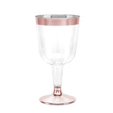 50-Pack Rose Gold Rimmed Disposable Wine Cups, 6 oz. | Clear Hard Plastic Fancy Small Dessert Cups (50-Pack) by Bazaarqix