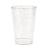 50 Rose Gold Glitter Clear Hard Plastic Cups | 14 oz. Fancy Disposable Wedding Tumblers for Party & Wedding (50-Pack)