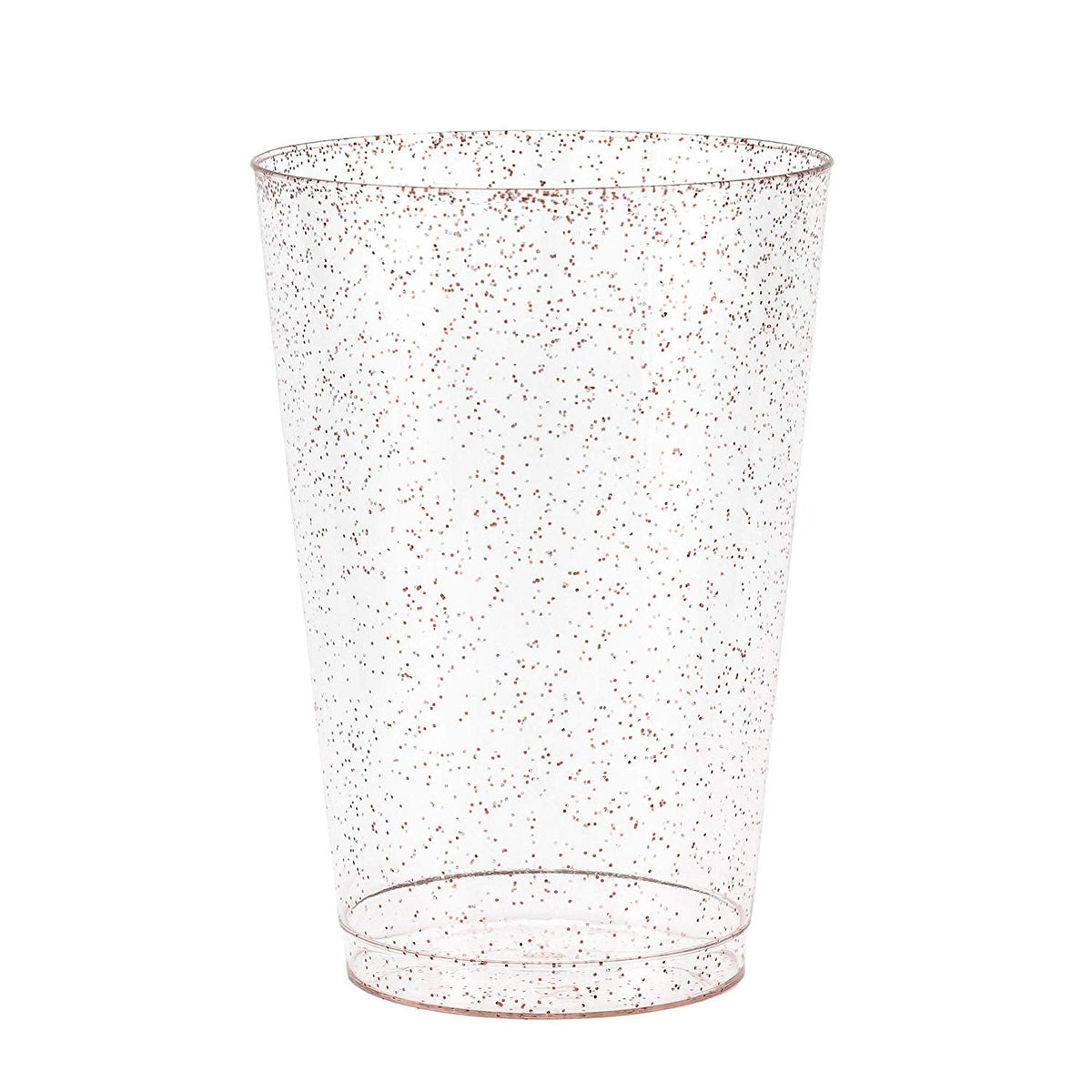50 Rose Gold Glitter Clear Hard Plastic Cups | 14 oz. Fancy Disposable Wedding Tumblers for Party & Wedding (50-Pack)