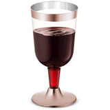 50-Pack Rose Gold Rimmed Disposable Wine Glasses | 7 oz. Premium Clear Hard Plastic Fancy Wine Cups (50-Pack) by Bazaarqix