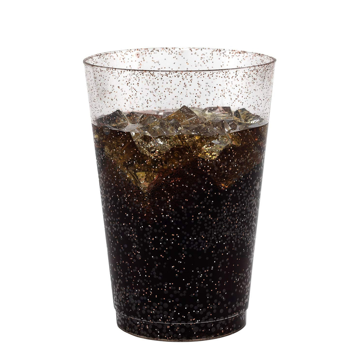50 Rose Gold Glitter Clear Hard Plastic Cups | 10 oz. Fancy Disposable Wedding Tumblers for Party & Wedding (50-Pack) by Bazaarqix
