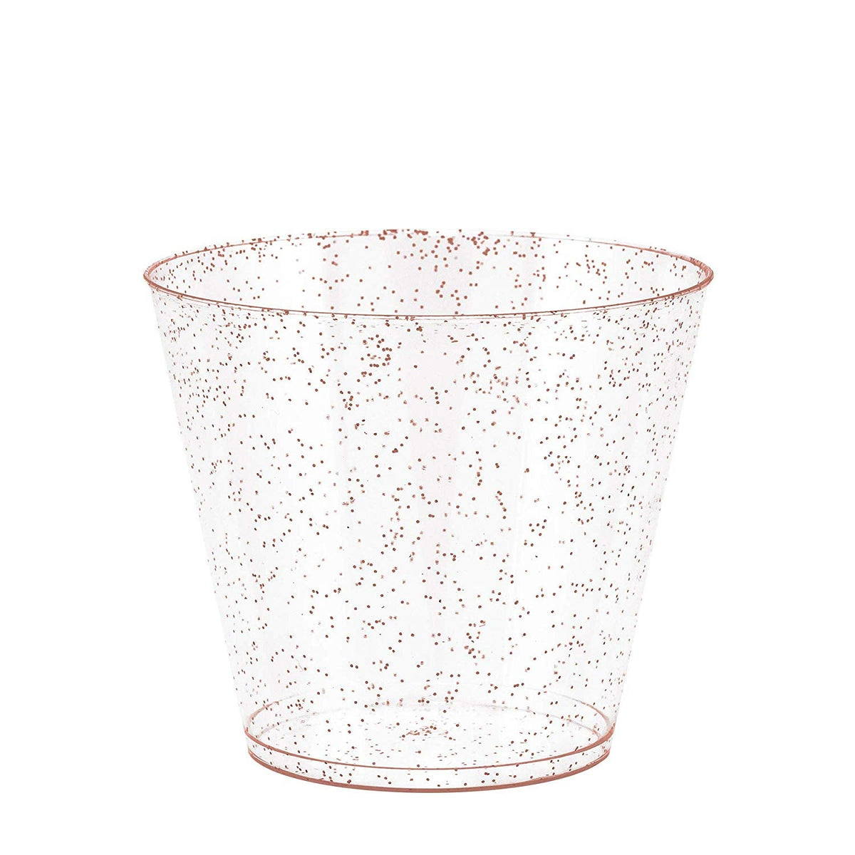100 Rose Gold Glitter Clear Hard Plastic Cups | 9 oz. Fancy Disposable Wedding Tumblers (100-Pack) by Bazaarqix