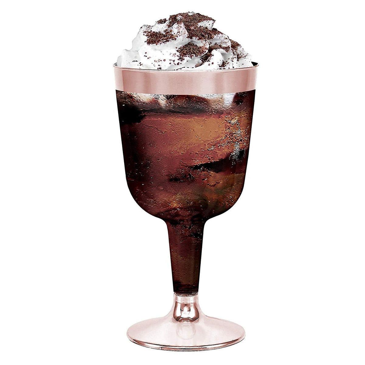 50-Pack Rose Gold Rimmed Disposable Wine Cups, 6 oz. | Clear Hard Plastic Fancy Small Dessert Cups (50-Pack) by Bazaarqix