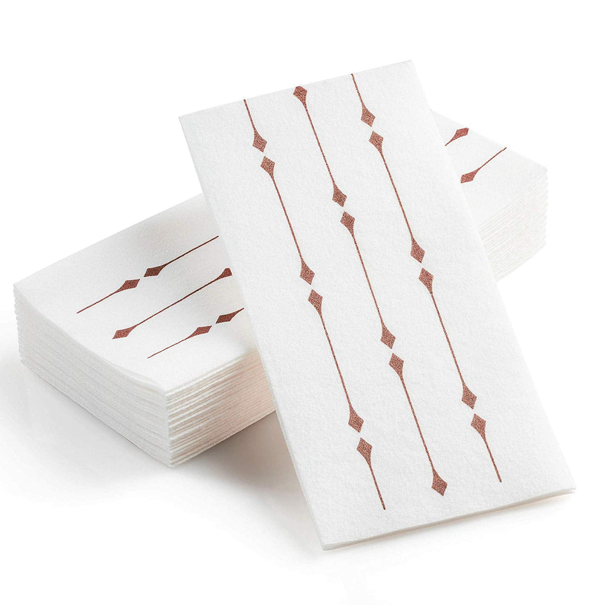 Bazaarqix Disposable Hand Towels & Decorative Bathroom Napkins | Soft and Absorbent Linen-Feel Paper Guest Towels for Kitchen, Parties, Weddings, Dinners or Events (100-Pack) (Rose Gold)