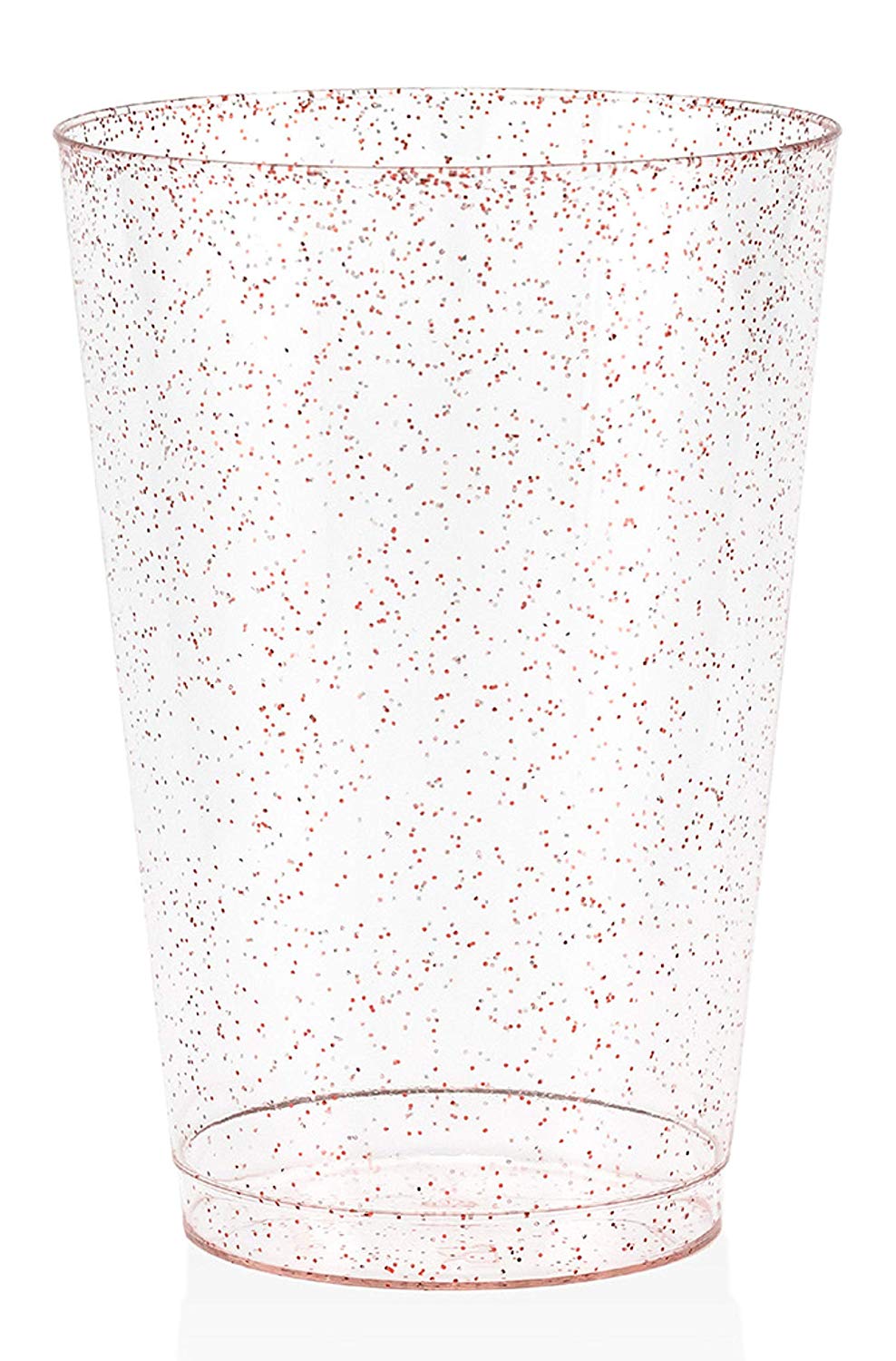50 Rose Gold Glitter Clear Hard Plastic Cups | 16 oz. Fancy Disposable Wedding Tumblers for Party & Wedding (50-Pack)